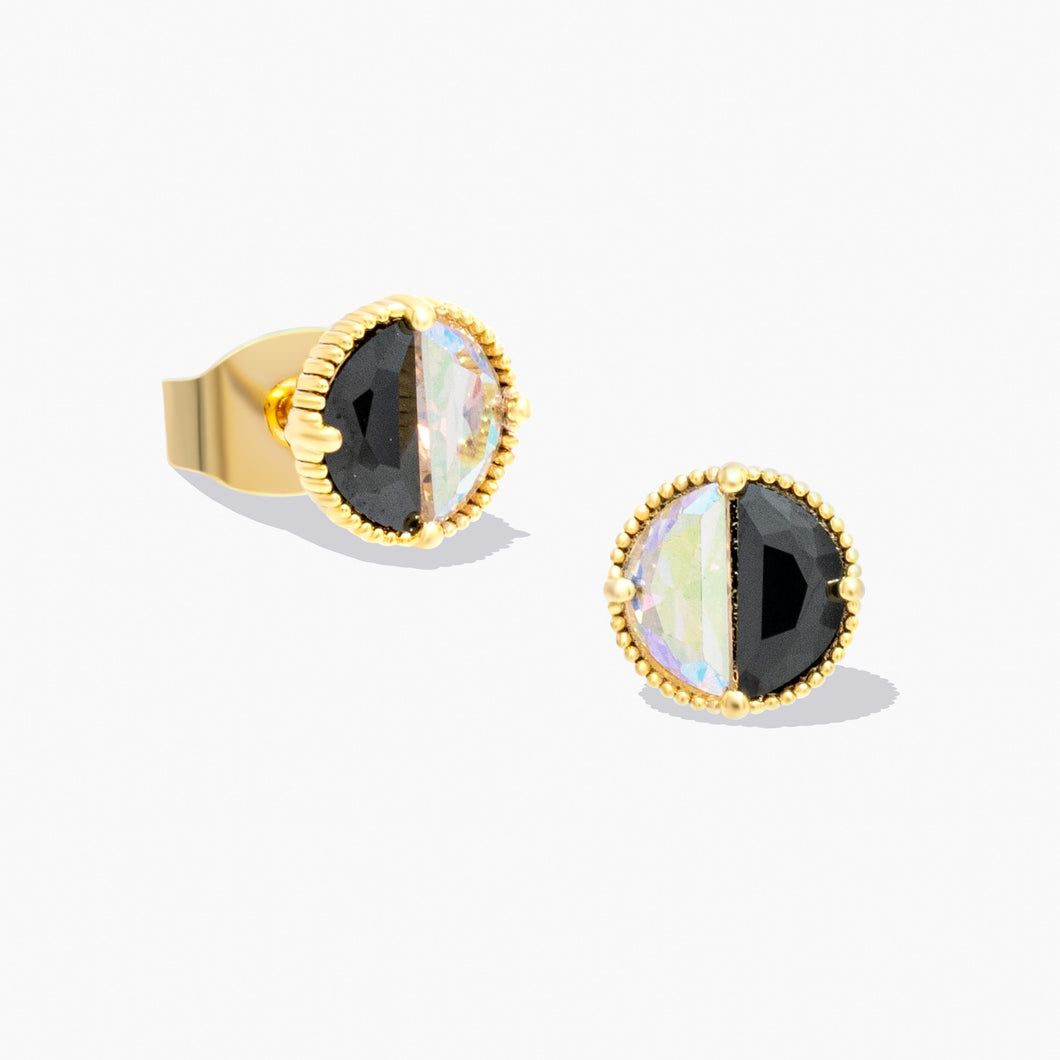 Black Velvet Earrings Gold COCO FOREVER CRYSTALS 