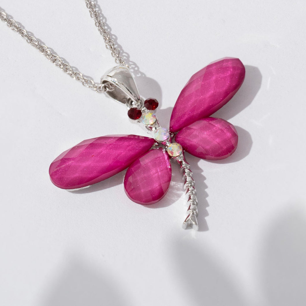 Metamorphosis Dragonfly Pendant Fuchsia Metamorphosis Forever Crystals 