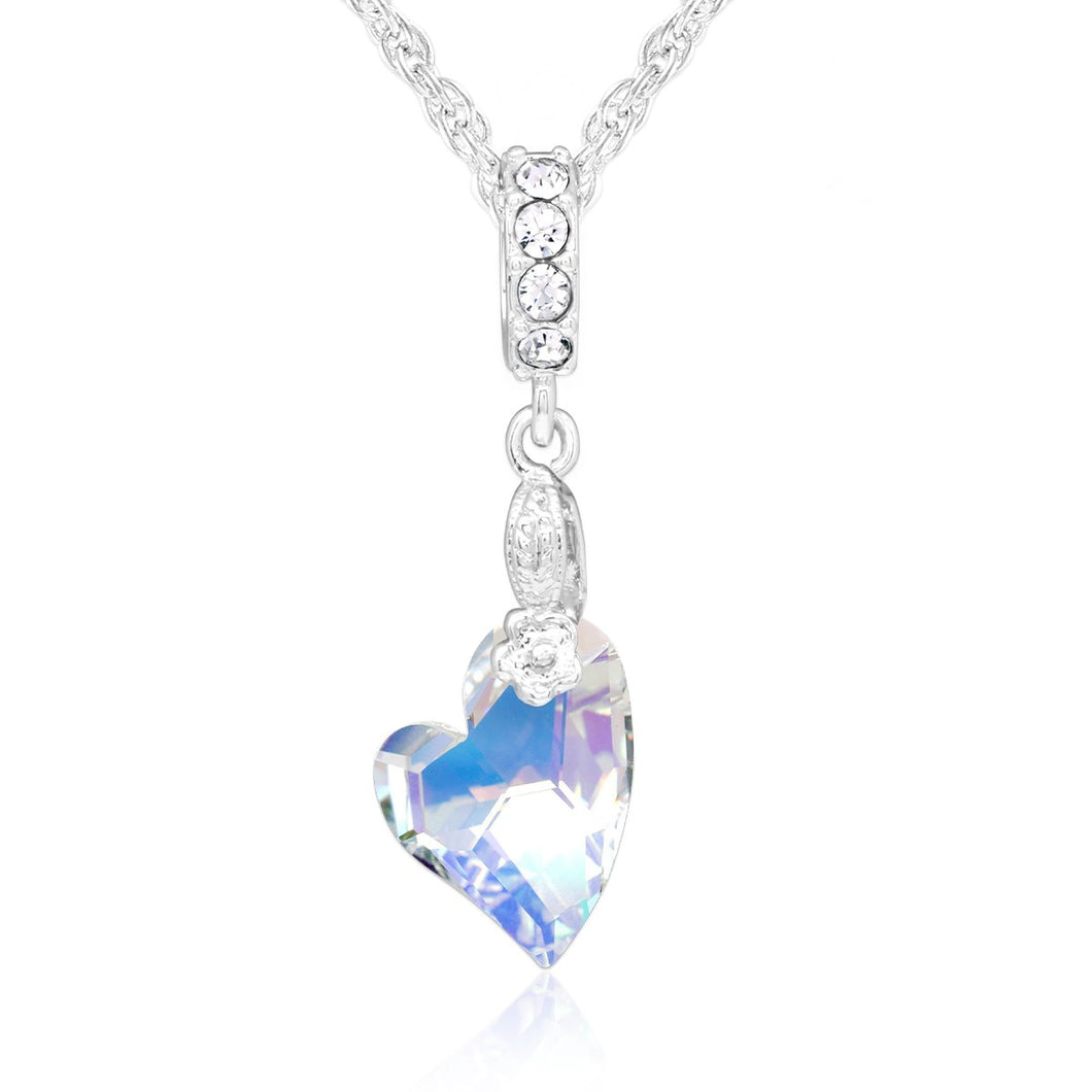 Devoted 2 U Swarovski Heart Pendant forevercrystals Aurora Borealis 