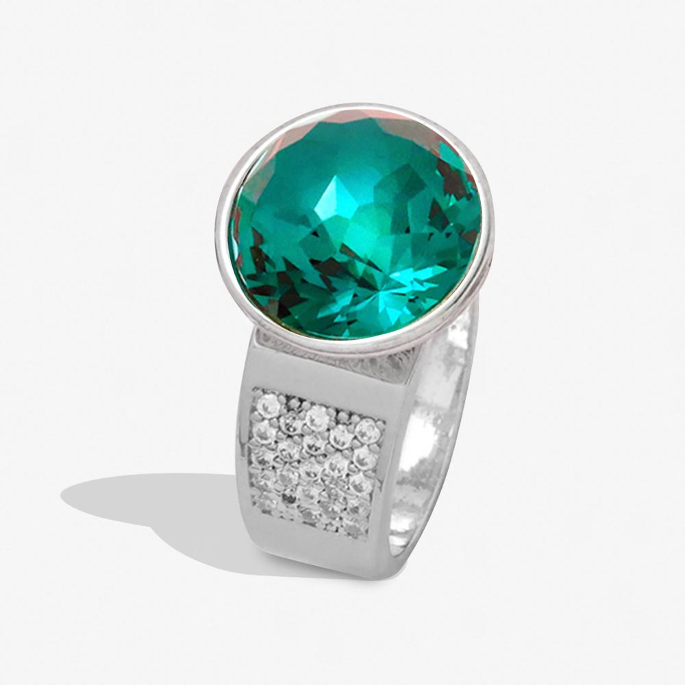 Elysees Ring Silver Emerald JOY OF SPARKLE FOREVER CRYSTALS 